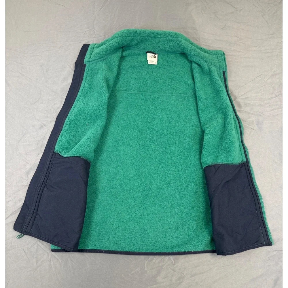 The North Face Mens Full Zip‎ Fleece Vest Green Navy Blue NF0A4QZH XL